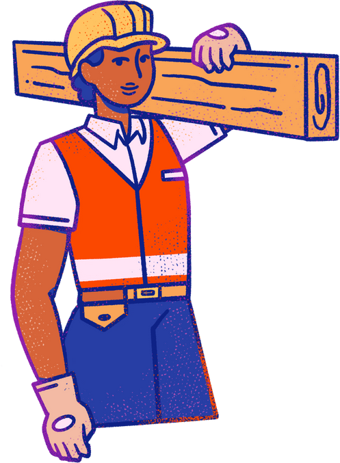 Lined Organic Textured Female Construction Worker